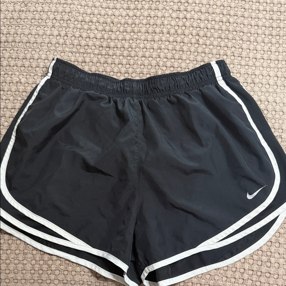 Nike Women's Black Athletic Shorts with White Accents